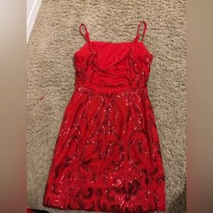 Red Sequin Dress with Spaghetti Straps
